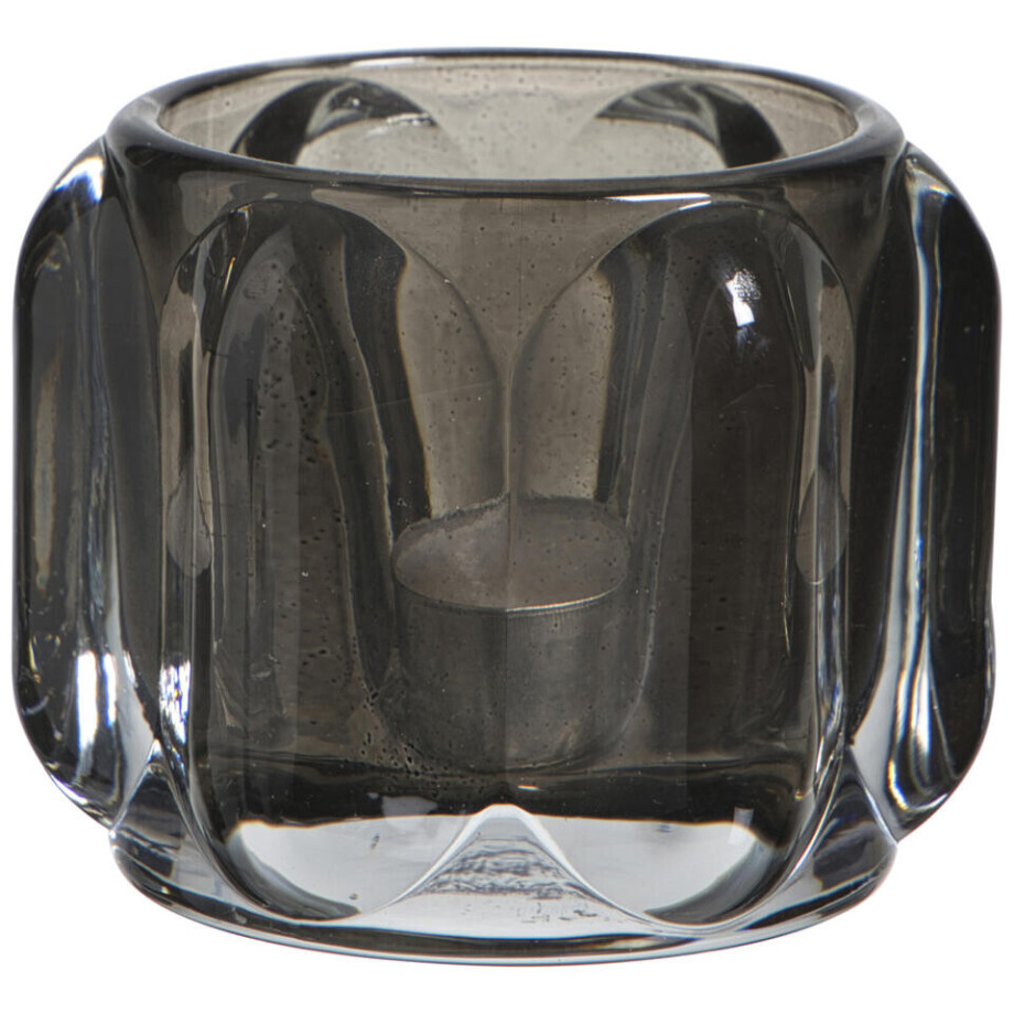 Op=Op | Leen Bakker - Theelichthouder Mila - 6,5xØ8 Cm - Glas - Grijs - H6.5 Cm afbeelding 1