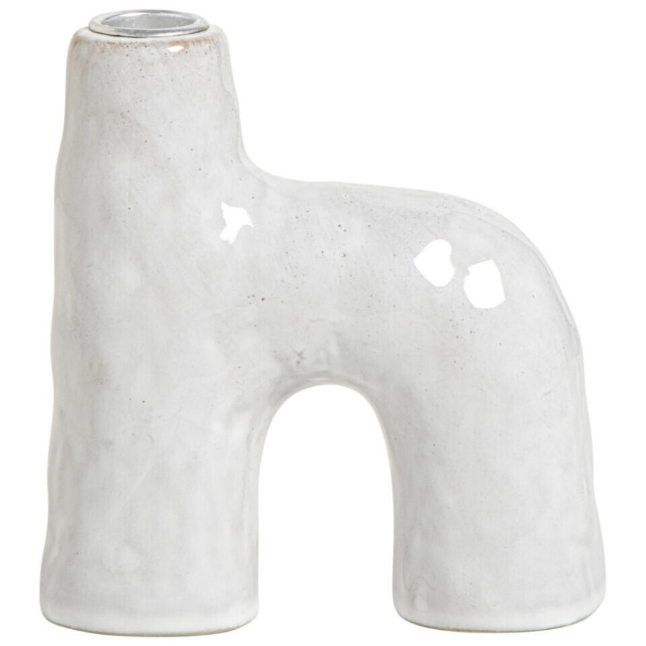 15% korting - Leen Bakker - Kandelaar Noor - - 14x12,5x5 Cm - Keramiek - Wit afbeelding 1