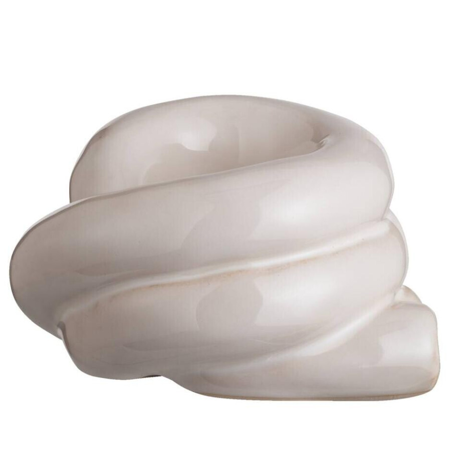 15% korting - Leen Bakker - Waxinelichthouder Fleurie - Off-white - 7,3x10,5x12,5 Cm - Stoneware - Wit - 10.5x7.3x12.5 Cm afbeelding 1