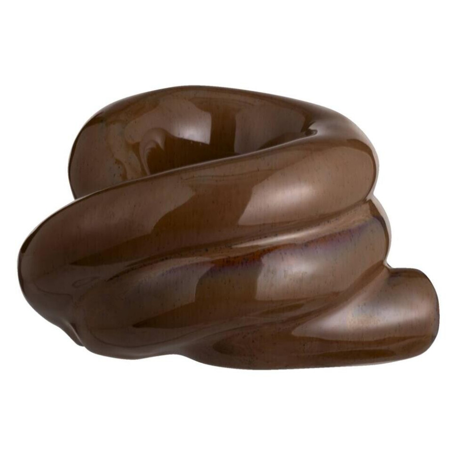 15% korting - Leen Bakker - Waxinelichthouder Fleurie - Zandkleur - 7,3x10,5x12,5 Cm - Stoneware - Bruin - 10.5x7.3x12.5 Cm afbeelding 1