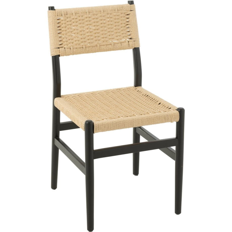 J-Line stoel Lap - beukenhout/touw - zwart J-Line stoel Lap - beukenhout/touw - zwart afbeelding 1