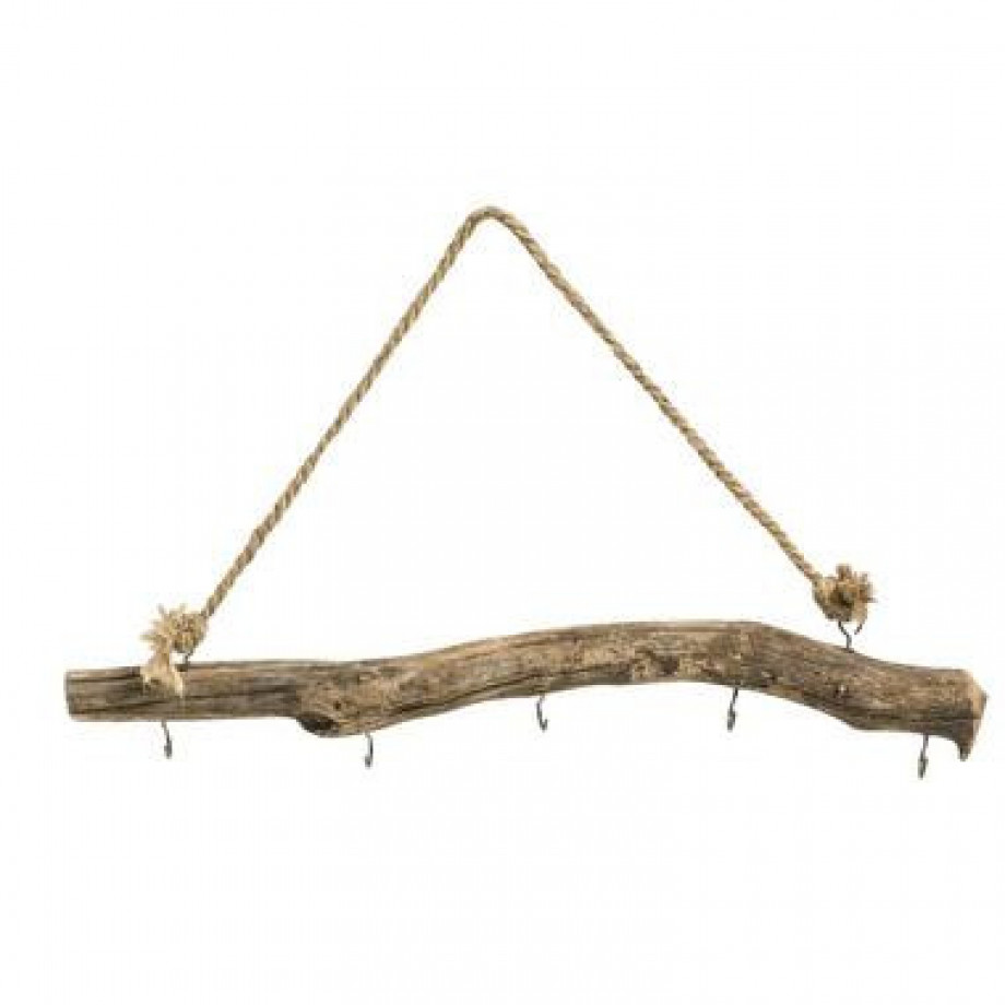 Hanger Scott met 5 haken - naturel - 25x50x5 cm - Leen Bakker afbeelding 1
