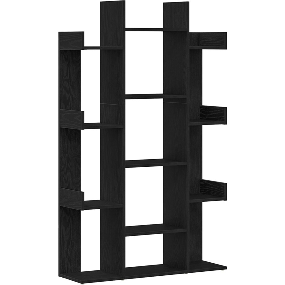 vidaXL - Boekenkast - 13-laags - 86 - x - 25,5 - x - 140 - cm - Bewerkt - hout - Zwart - Eiken afbeelding 1