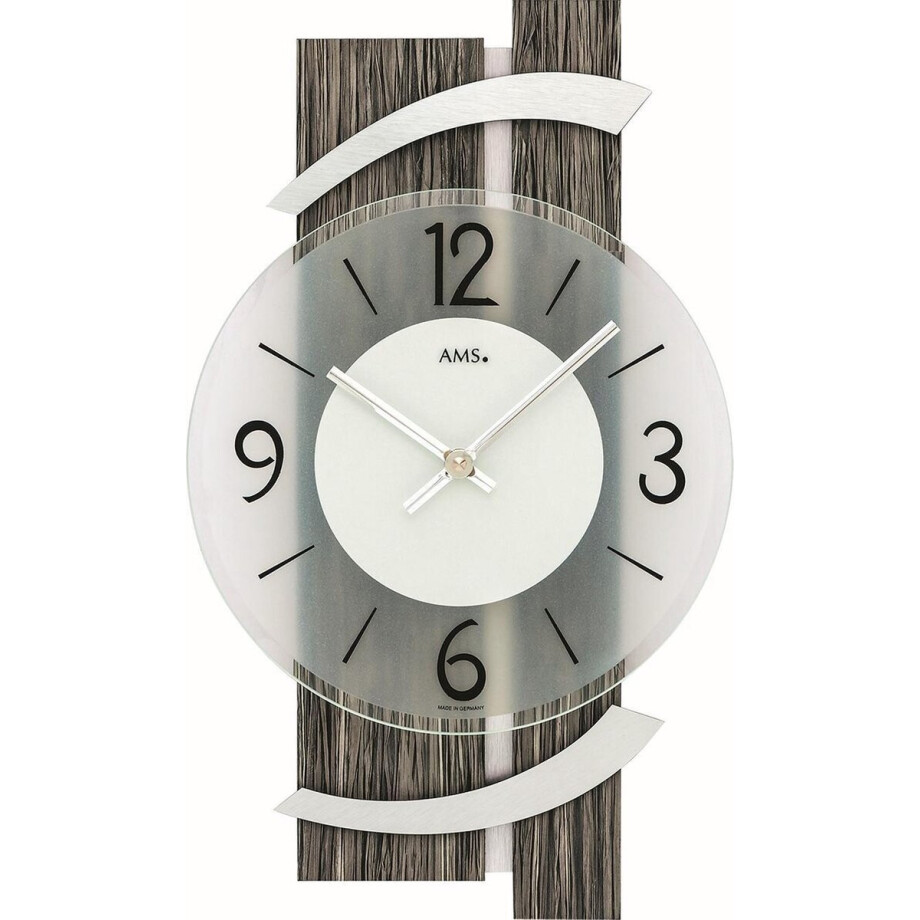 AMS Wandklok Hout-Aluminium 9547 AMS Wandklok Hout-Aluminium 9547 afbeelding 1