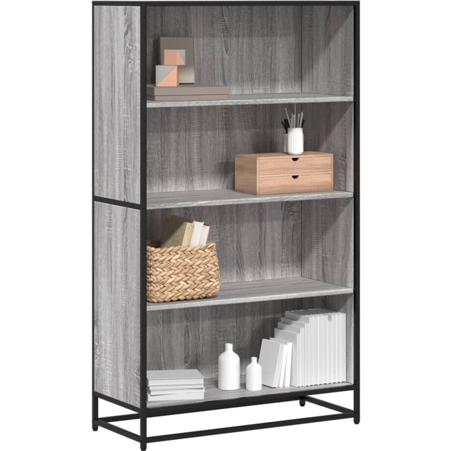 vidaXL Houten Boekenkast - Boekenkast - Boekenkast 80,5x35x139 cm bewerkt hout grijs sonoma eikenkleur - Grijze Boekenkast - Industriele Boekenkast - Opbergkast vidaXL Houten Boekenkast - Boekenkast - Boekenkast 80,5x35x139 cm bewerkt hout grijs sonoma eikenkleur - Grijze Boekenkast - Industriele Boekenkast - Opbergkast afbeelding 1