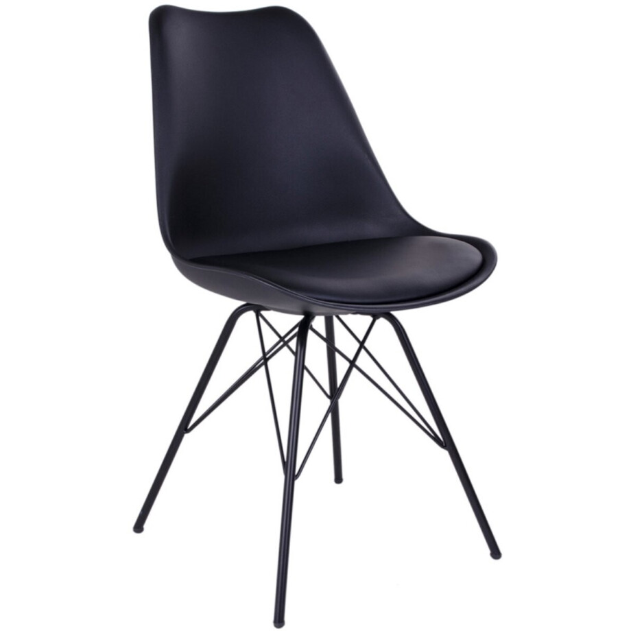Eetkamerstoel Zwart Kunststof - Zitdiepte 42cm - 55x48x86cm - House Nordic - Set van 2 afbeelding 1