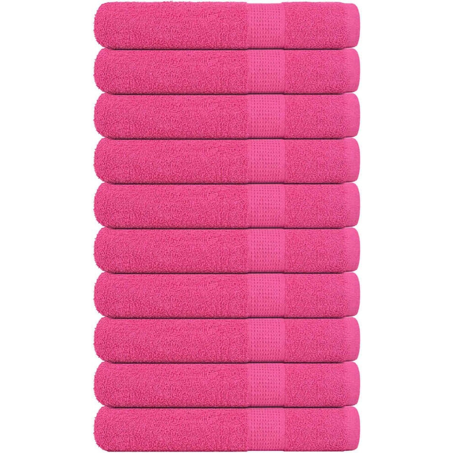 vidaXL - Handdoeken - 10 - st - 100x200 - cm - 360 - g/m² - 100% - katoen - roze vidaXL - Handdoeken - 10 - st - 100x200 - cm - 360 - g/m² - 100% - katoen - roze afbeelding 1