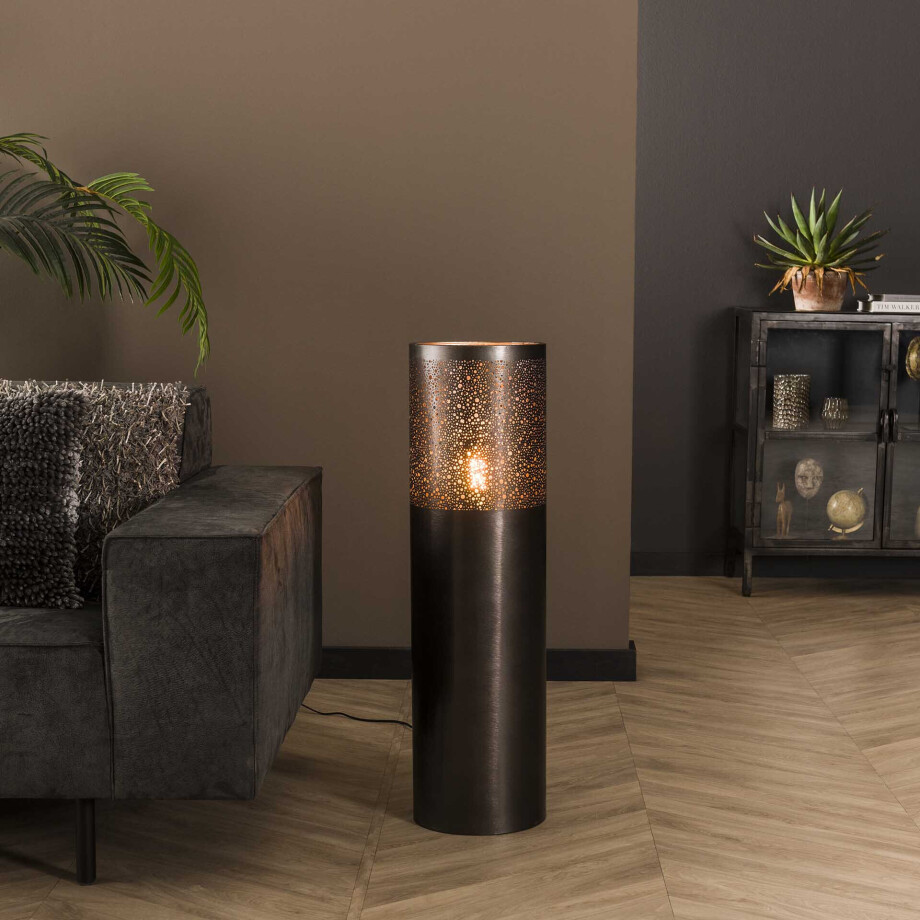 LifestyleFurn Vloerlamp 'Bryston' 90cm hoog, kleur Zwart Nikkel afbeelding 1