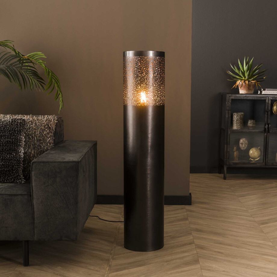 LifestyleFurn Vloerlamp 'Bryston' 120cm hoog, kleur Zwart Nikkel afbeelding 1