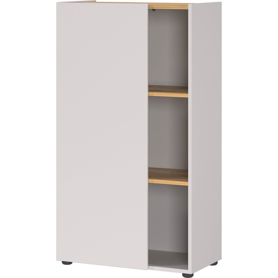 Lage kantoorkast Orlando Eiken - Kasjmier - Breedte 61 cm - Hoogte 110 cm - Diepte 34 cm - Met planken - Met openslaande deuren Lage kantoorkast Orlando Eiken - Kasjmier - Breedte 61 cm - Hoogte 110 cm - Diepte 34 cm - Met planken - Met openslaande deuren afbeelding 1