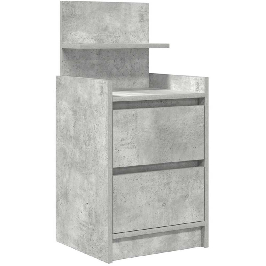 vidaXL - Nachtkastje - met - 2 - lades - 38x34x80 - cm - betongrijs afbeelding 1