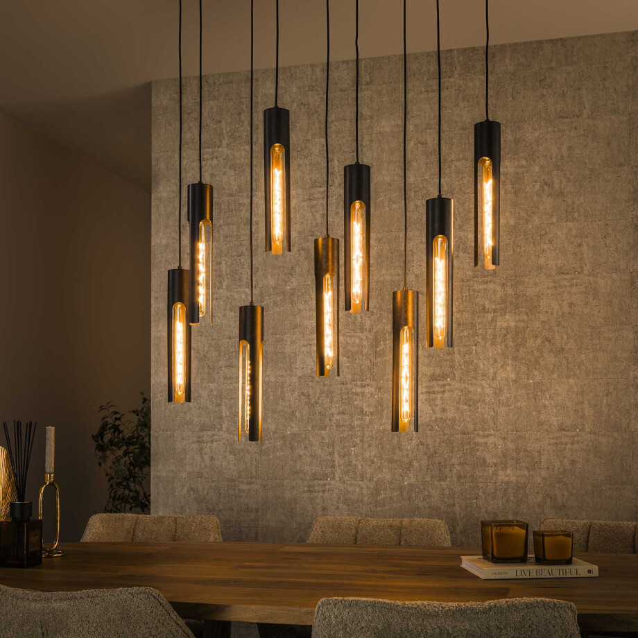 LifestyleFurn Hanglamp 'Charnelle' 5+4-lamps, Artic Black afbeelding 1