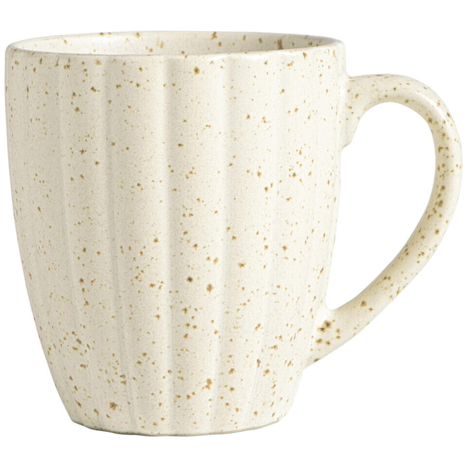 Leen Bakker - Mok Met Oor Flora Naturel - Stoneware - Beige - H9.5 Cm Leen Bakker - Mok Met Oor Flora Naturel - Stoneware - Beige - H9.5 Cm afbeelding 1
