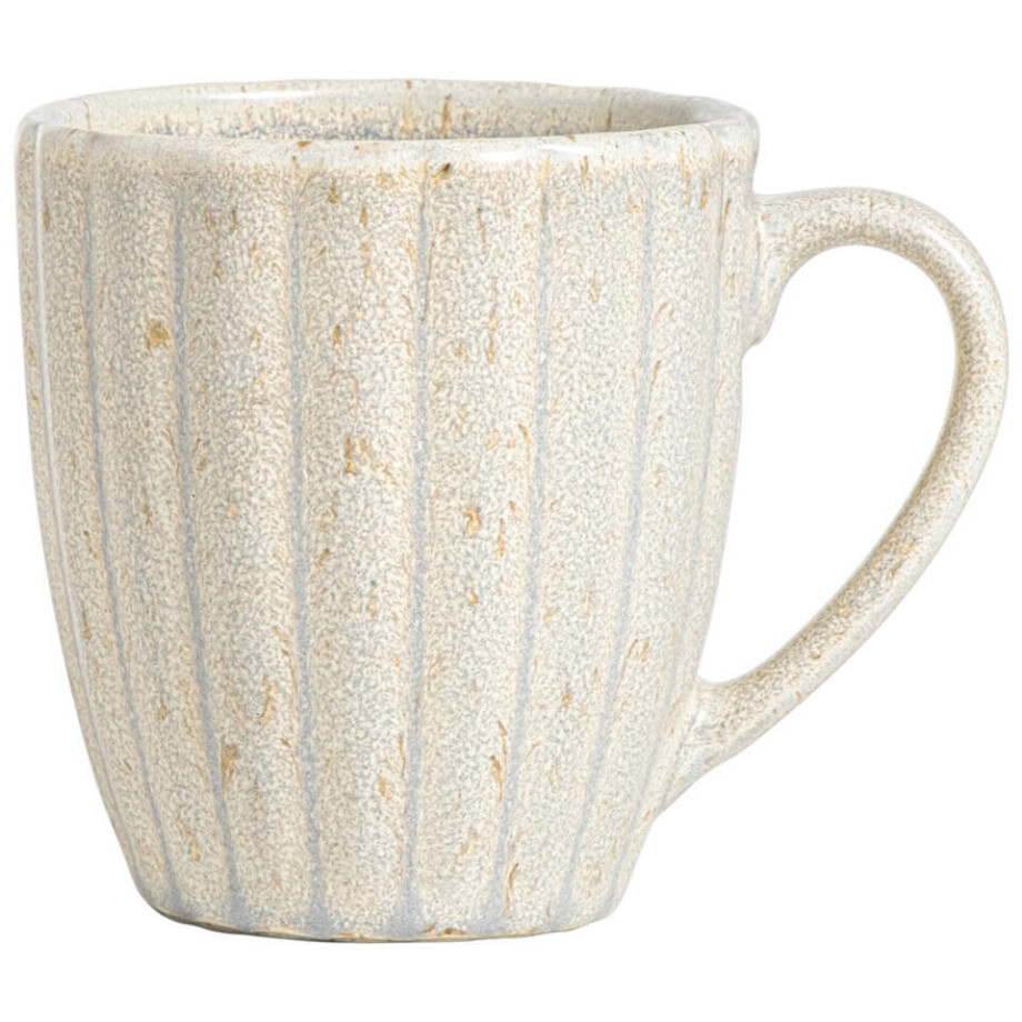 Leen Bakker - Mok Met Oor Flora Off-white - Stoneware - Crème - H9.5 Cm Leen Bakker - Mok Met Oor Flora Off-white - Stoneware - Crème - H9.5 Cm afbeelding 1