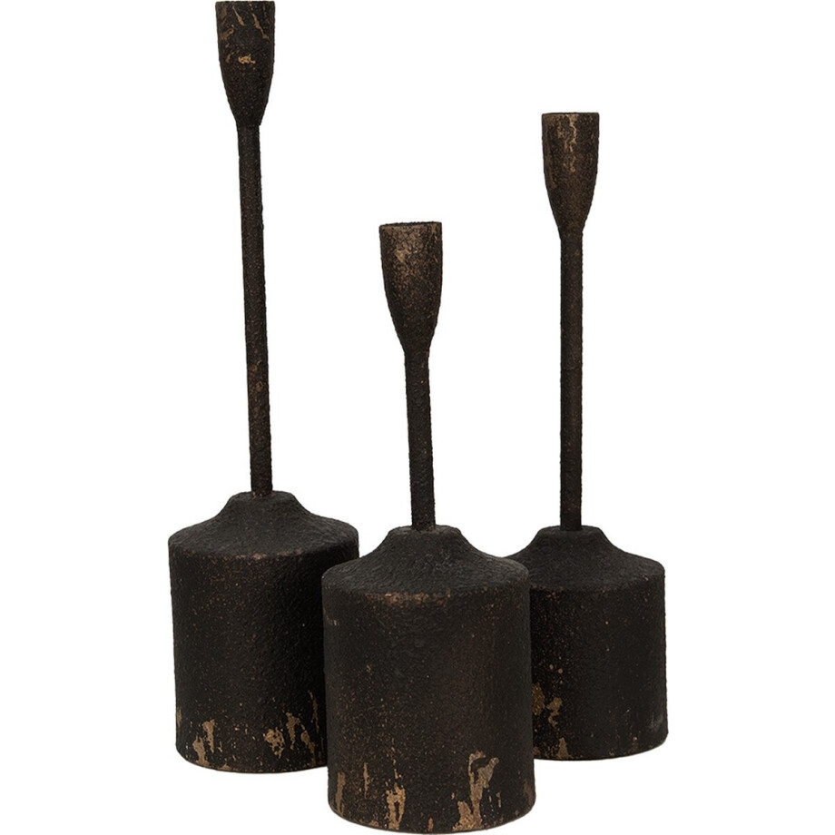 Clayre & Eef Kandelaar Set van 3 35/30/25 cm Zwart IJzer afbeelding 1