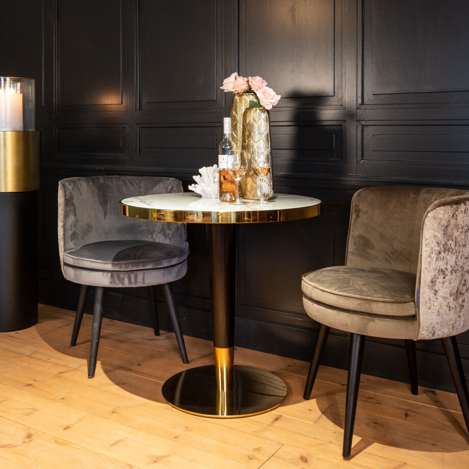 Richmond Ronde Bistrotafel 'Osteria' Faux Marmer en Staal, Ø80cm afbeelding 1