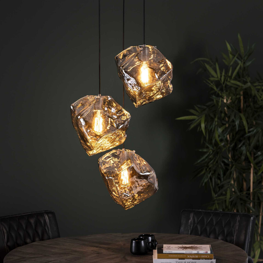 Hanglamp 'Rock' 3-lamps, kleur Chromed Hanglamp 'Rock' 3-lamps, kleur Chromed afbeelding 1