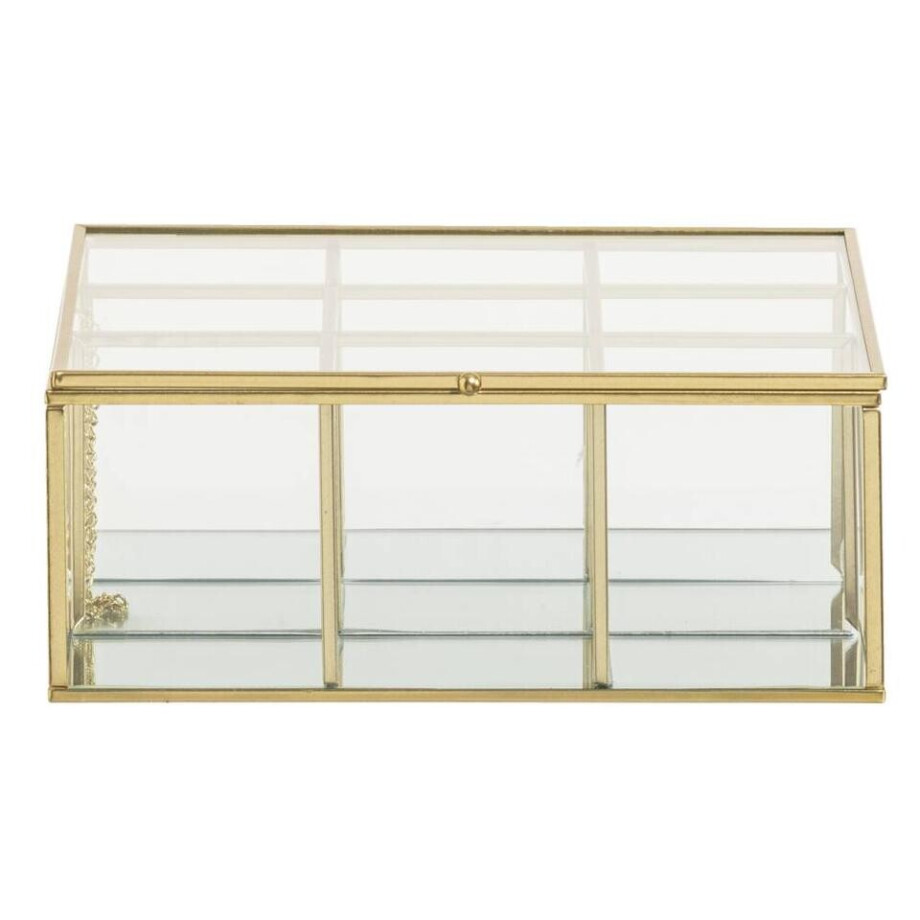 Leen Bakker - Theedoos - Goud - Glas/Metaal - Goudkleurig - 21.5x8x21.5 Cm Leen Bakker - Theedoos - Goud - Glas/Metaal - Goudkleurig - 21.5x8x21.5 Cm afbeelding 1