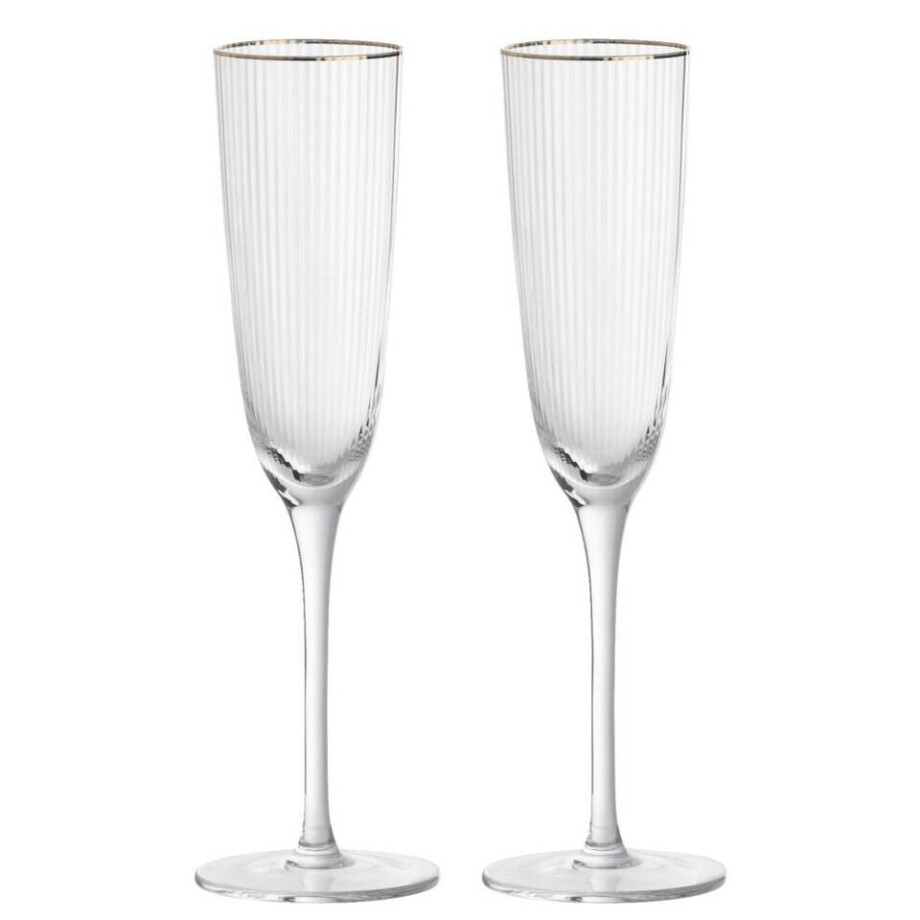 Leen Bakker - Champagneglazen Camille - 250 Ml - 2 Stuks - Glas - Transparant - B24.5 Cm afbeelding 1