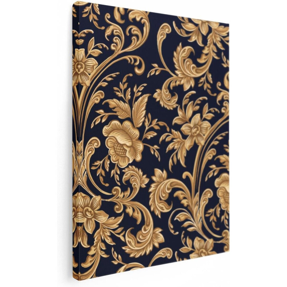 Artaza Canvas Schilderij Bloemen Barok - 60x80 cm - Wanddecoratie Bloemen - Muurdecoratie Botanisch - Decoratie Goud Artaza Canvas Schilderij Bloemen Barok - 60x80 cm - Wanddecoratie Bloemen - Muurdecoratie Botanisch - Decoratie Goud afbeelding 1