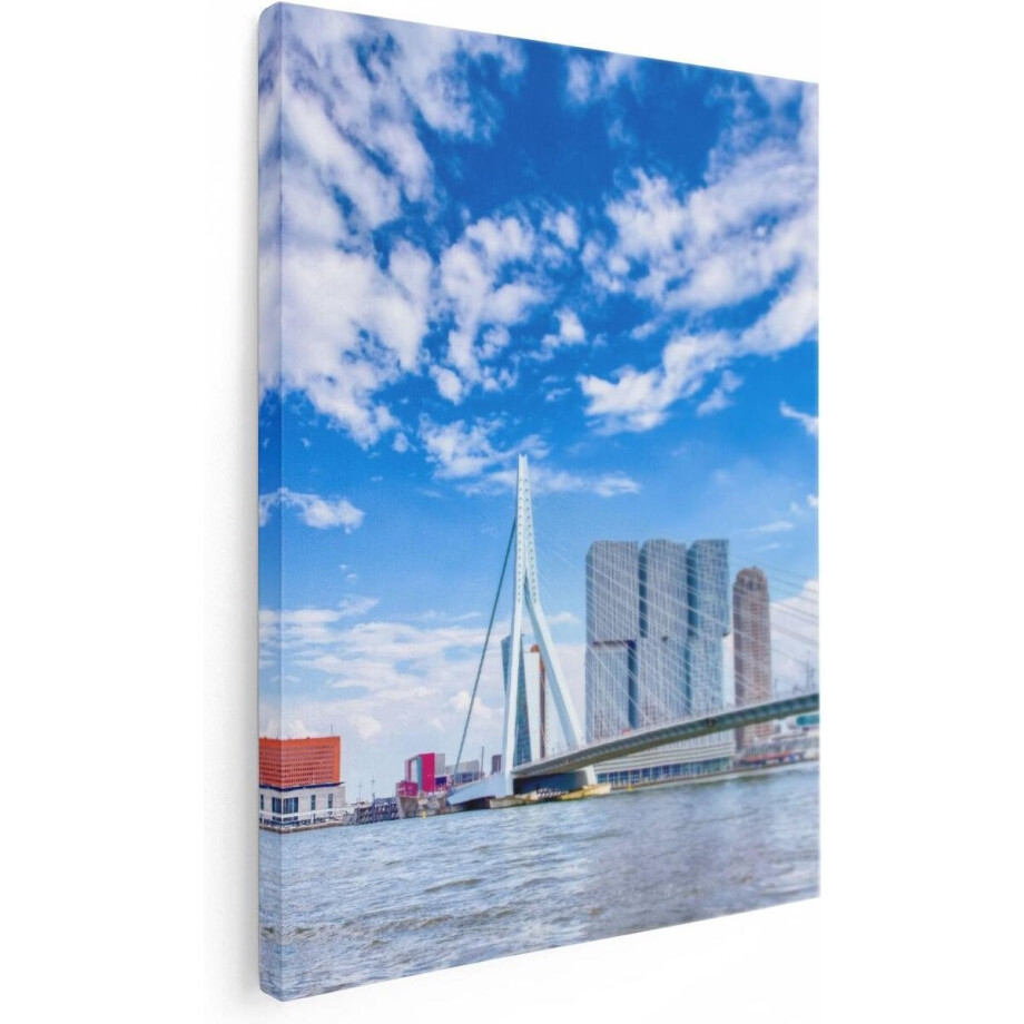 Artaza Canvas Schilderij Erasmusbrug Aan Het Water In Rotterdam - 30x40 - Klein - Foto Op Canvas - Canvas Print afbeelding 1