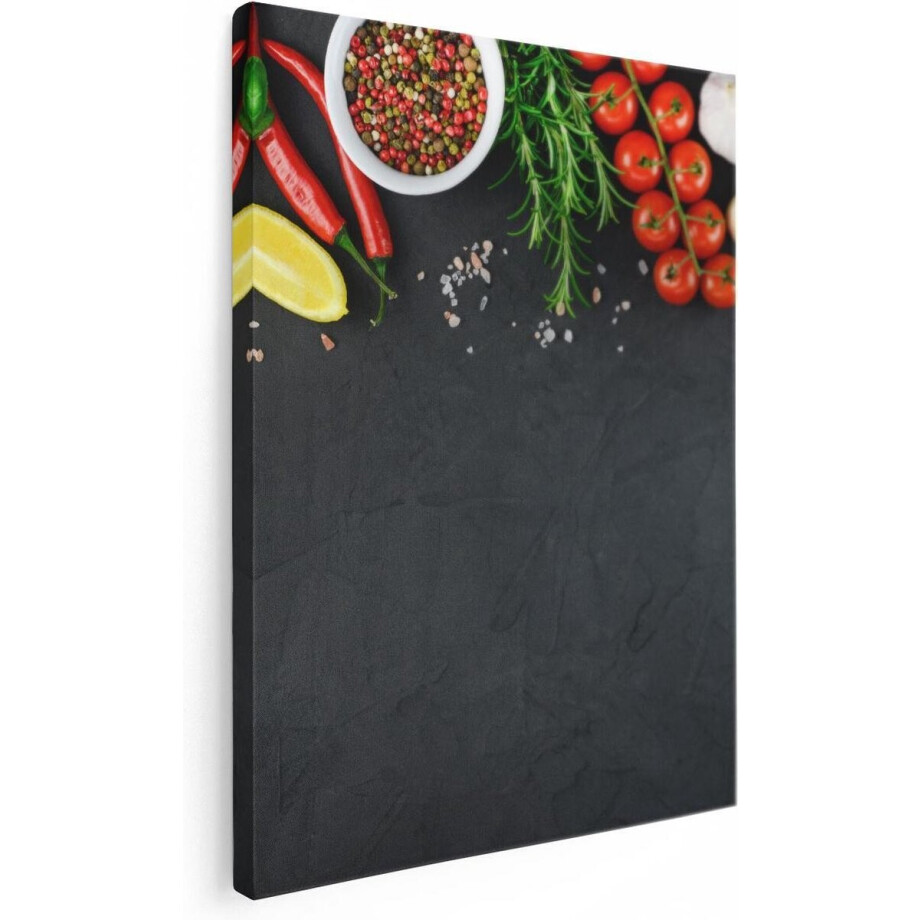Artaza Canvas Schilderij Kruiden Met Groenten Op Een Zwarte Plaat - 30x40 - Klein - Foto Op Canvas - Canvas Print Artaza Canvas Schilderij Kruiden Met Groenten Op Een Zwarte Plaat - 30x40 - Klein - Foto Op Canvas - Canvas Print afbeelding 1