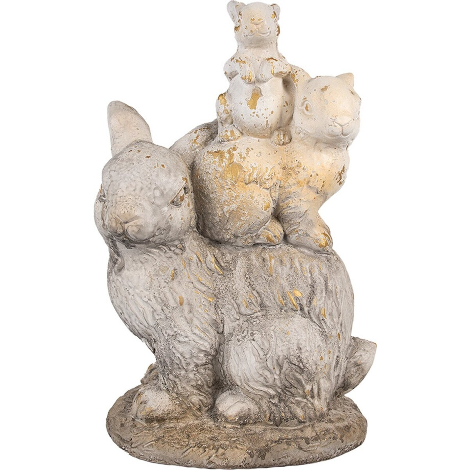 Clayre & Eef Decoratie Beeld Konijn 43 cm Bruin Beige Magnesium (MGO) afbeelding 1