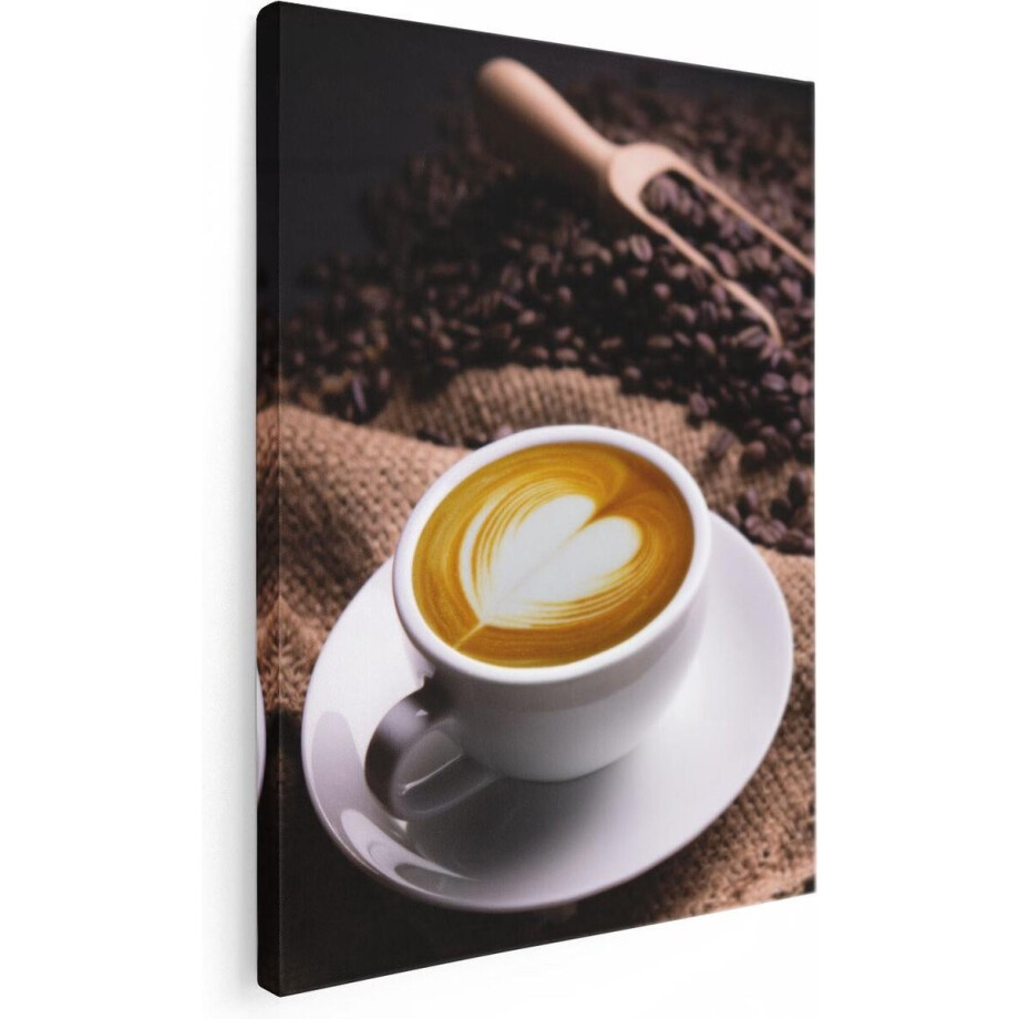 Artaza Canvas Schilderij Kopje Koffie In Een Hartje Met Koffiebonen - 30x40 - Klein - Foto Op Canvas - Canvas Print Artaza Canvas Schilderij Kopje Koffie In Een Hartje Met Koffiebonen - 30x40 - Klein - Foto Op Canvas - Canvas Print afbeelding 1