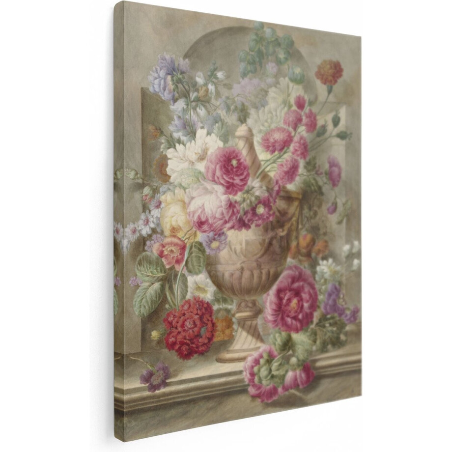 Artaza Canvas Schilderij Vaas met Bloemen - Pieter van Loo - 90x120 - Groot - Kunst - Wanddecoratie Woonkamer Artaza Canvas Schilderij Vaas met Bloemen - Pieter van Loo - 90x120 - Groot - Kunst - Wanddecoratie Woonkamer afbeelding 1