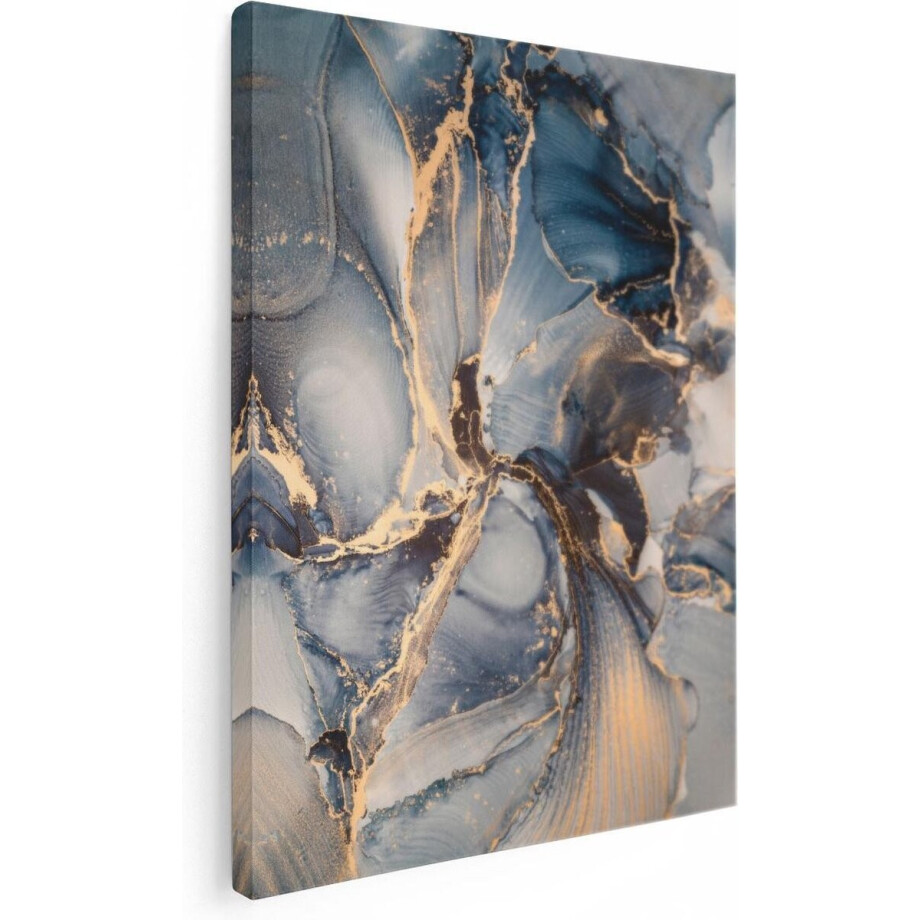 Artaza Canvas Schilderij Abstracte Luxe Kunst - Zwart met Goud - 60x80 - Foto Op Canvas - Canvas Print afbeelding 1