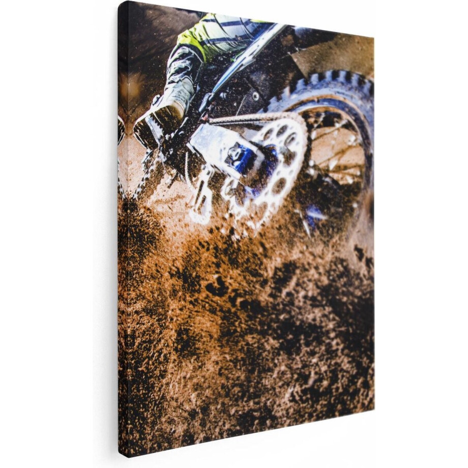 Artaza Canvas Schilderij Motorcross Wiel Met Modder - 60x80 - Foto Op Canvas - Canvas Print afbeelding 1