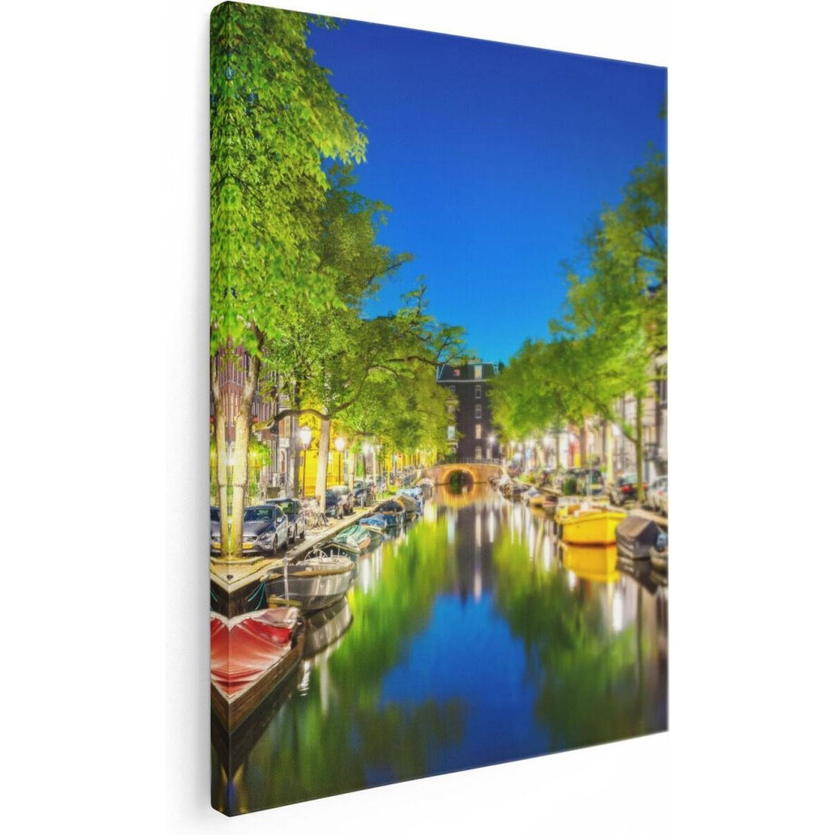 Artaza Canvas Schilderij Amsterdamse Gracht In De Nacht - 30x40 - Klein - Foto Op Canvas - Canvas Print Artaza Canvas Schilderij Amsterdamse Gracht In De Nacht - 30x40 - Klein - Foto Op Canvas - Canvas Print afbeelding 1