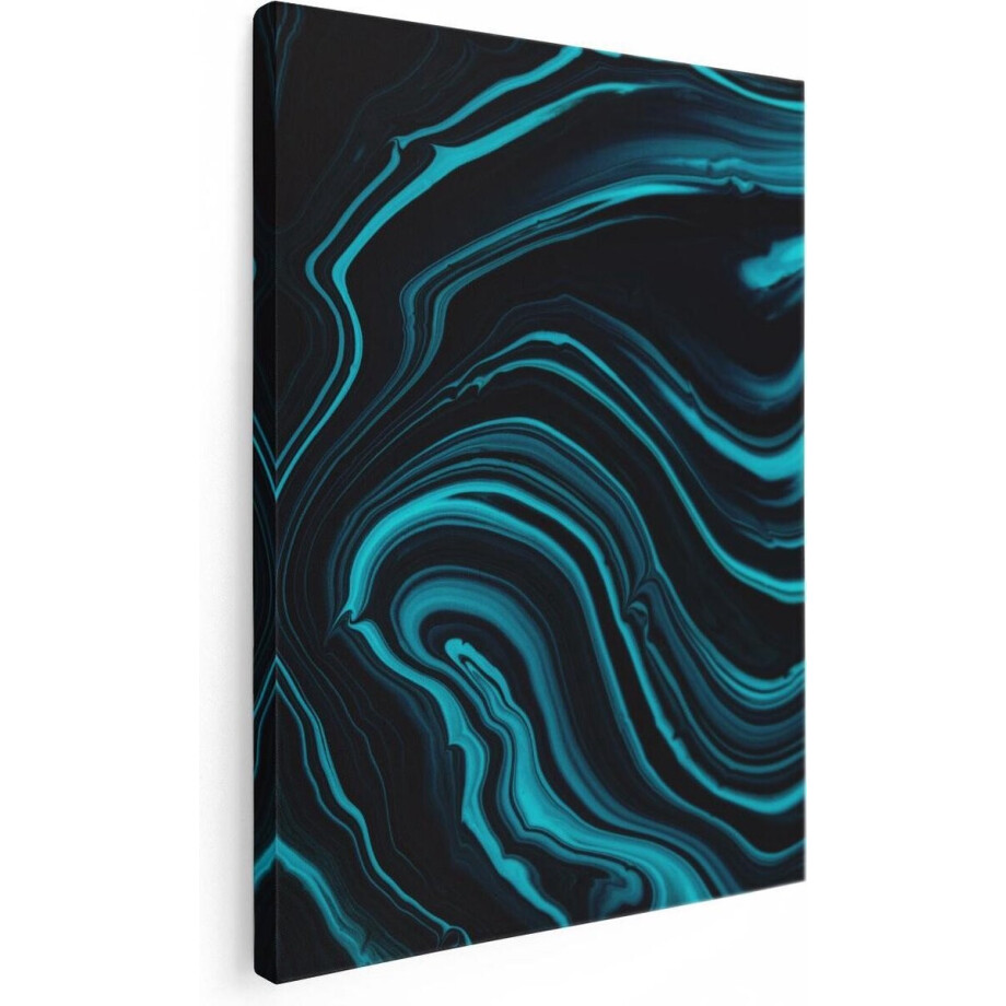 Artaza Canvas Schilderij Abstract - 60x80 cm - Wanddecoratie Marmer Turquoise - Muurdecoratie Woonkamer - Schilderijen Op Canvas afbeelding 1