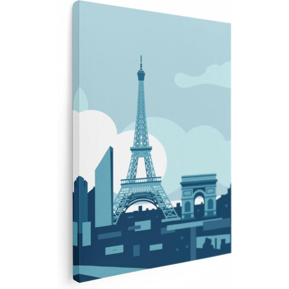 Artaza Canvas Schilderij Skyline Van Parijs - Abstract - 60x80 - Foto Op Canvas - Canvas Print afbeelding 1