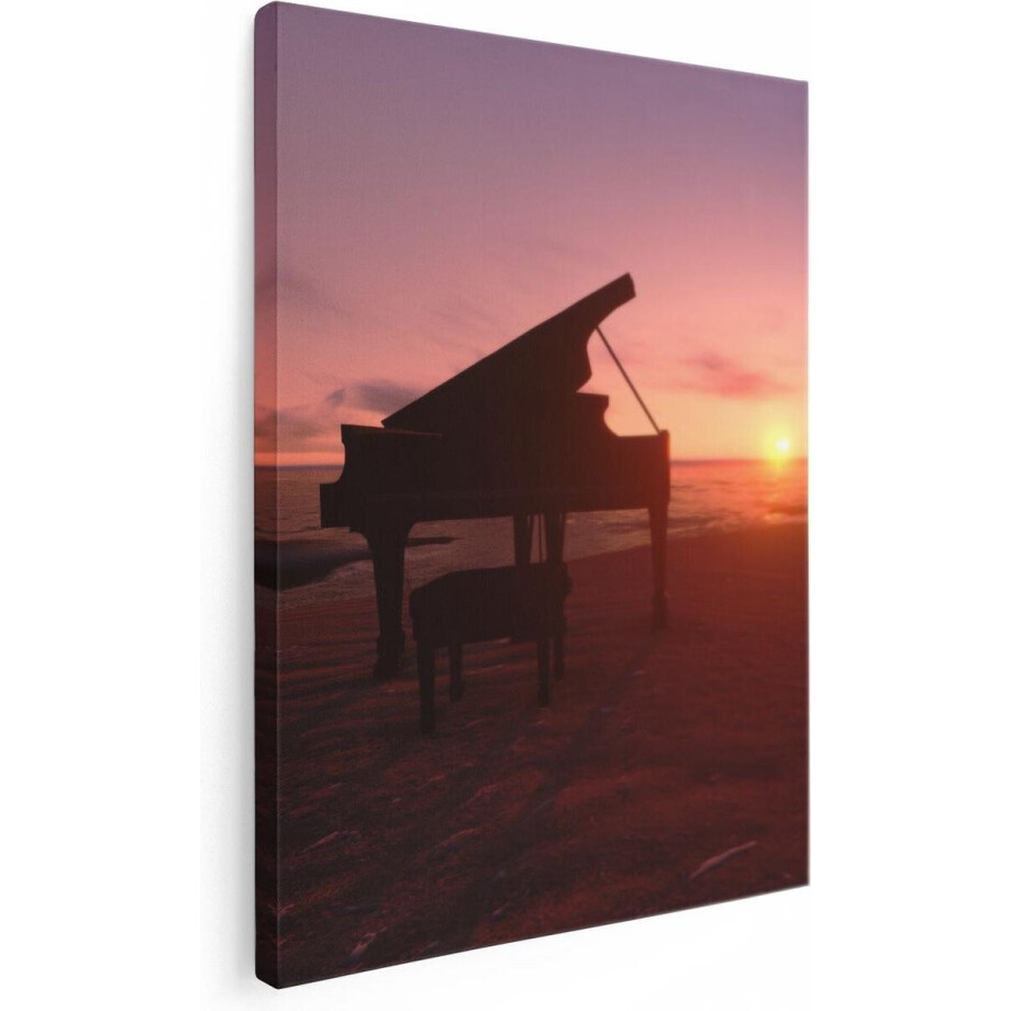 Artaza Canvas Schilderij Piano Strand - 60x80 cm - Wanddecoratie Zonsondergang - Muurdecoratie Zee - Schilderijen Op Canvas Artaza Canvas Schilderij Piano Strand - 60x80 cm - Wanddecoratie Zonsondergang - Muurdecoratie Zee - Schilderijen Op Canvas afbeelding 1