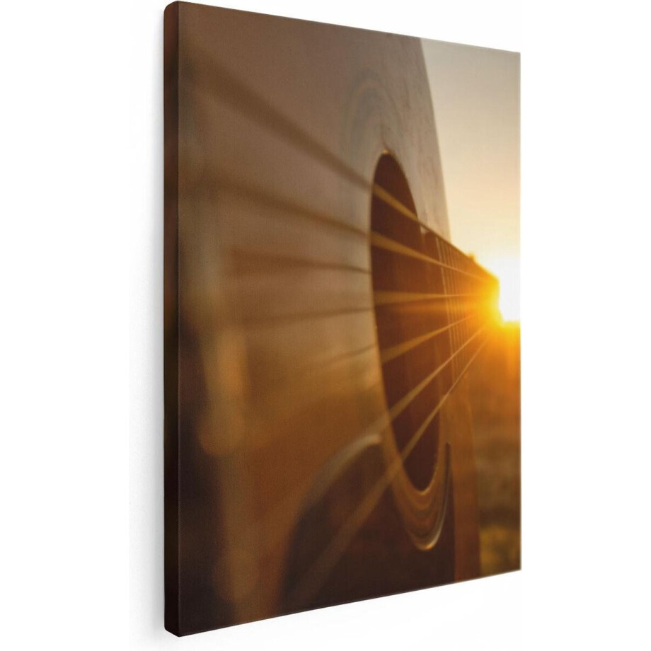 Artaza Canvas Schilderij Gitaar Spelen Tijdens Zonsondergang - 30x40 - Klein - Foto Op Canvas - Canvas Print afbeelding 1