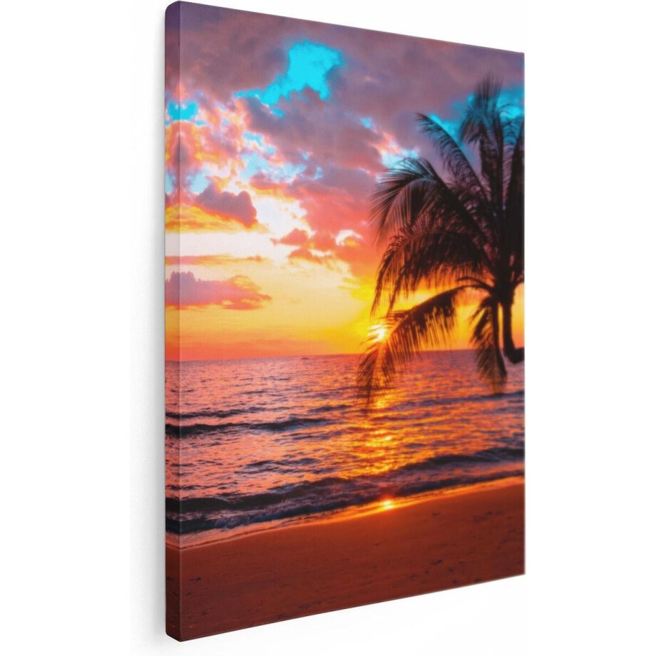 Artaza Canvas Schilderij Tropisch Strand Tijdens Zonsondergang - 60x80 - Foto Op Canvas - Canvas Print Artaza Canvas Schilderij Tropisch Strand Tijdens Zonsondergang - 60x80 - Foto Op Canvas - Canvas Print afbeelding 1