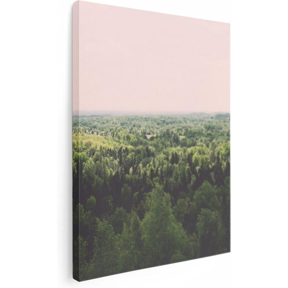 Artaza Canvas Schilderij Eindeloze Bos Met Groene Bomen - 60x80 - Foto Op Canvas - Canvas Print afbeelding 1