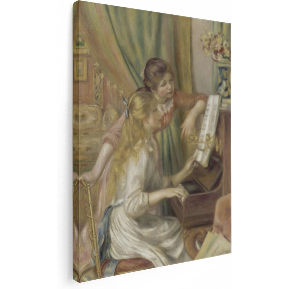Artaza Canvas Schilderij Twee Jonge Meisjes aan de Piano - Pierre-Auguste Renoir - 90x120 - Groot - Kunst - Wanddecoratie afbeelding 1