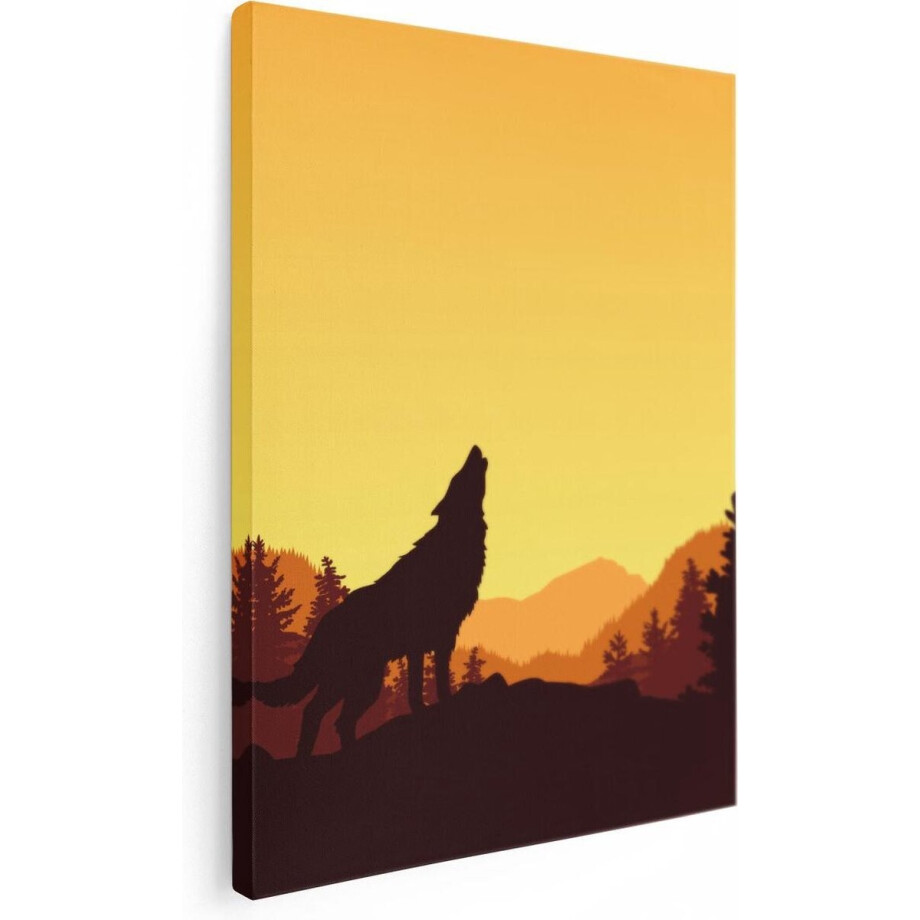 Artaza Canvas Schilderij Silhouet Van Een Wolf In Het Bos - Abstract - 60x80 - Foto Op Canvas - Canvas Print Artaza Canvas Schilderij Silhouet Van Een Wolf In Het Bos - Abstract - 60x80 - Foto Op Canvas - Canvas Print afbeelding 1