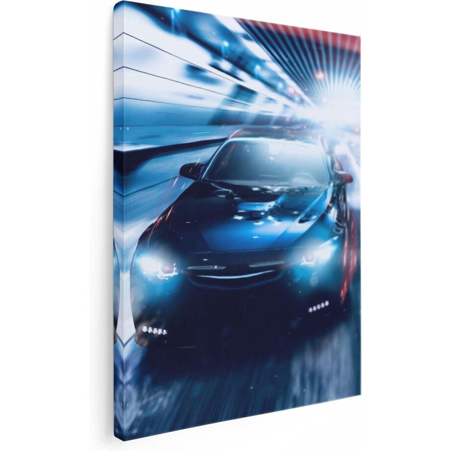 Artaza Canvas Schilderij Zwarte Sportwagen Auto - Abstract - 30x40 - Klein - Foto Op Canvas - Canvas Print afbeelding 1