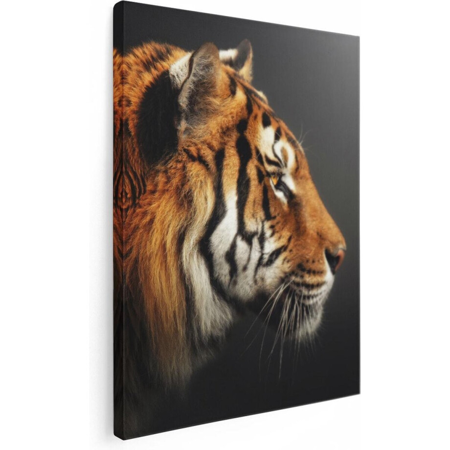Artaza Canvas Schilderij Zijaanzicht Van Een Tijger - Tijgerkop - 60x80 - Foto Op Canvas - Canvas Print afbeelding 1