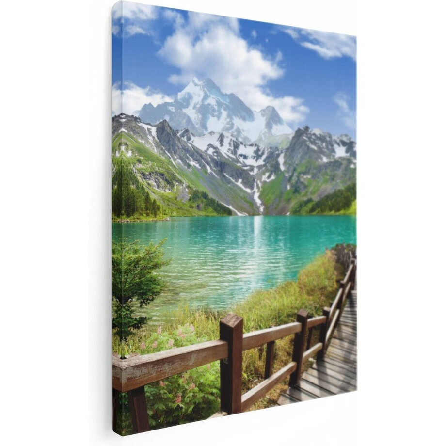 Artaza Canvas Schilderij Pad Naar Een Helder Blauw Meer In De Bergen - 30x40 - Klein - Foto Op Canvas - Canvas Print afbeelding 1