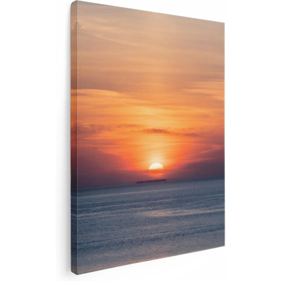 Artaza Canvas Schilderij Zonsondergang In De Noordzee - 30x40 - Klein - Foto Op Canvas - Canvas Print afbeelding 1