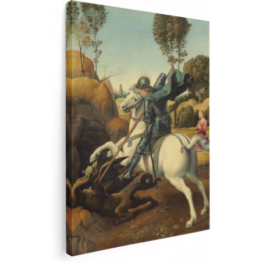 Artaza Canvas Schilderij Sint Joris en de Draak - Rafaël - 60x80 - Kunst - Canvas Print - Muurdecoratie Artaza Canvas Schilderij Sint Joris en de Draak - Rafaël - 60x80 - Kunst - Canvas Print - Muurdecoratie afbeelding 1