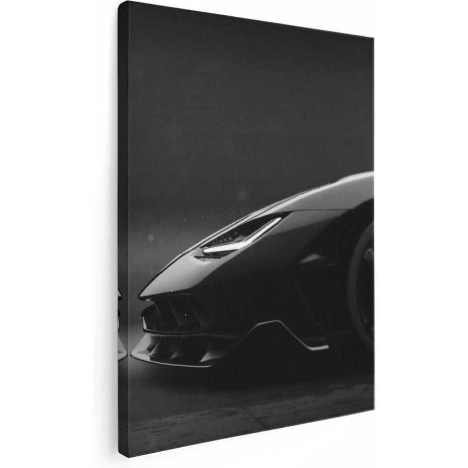Artaza Canvas Schilderij Zijaanzicht Zwarte Sportwagen Auto - 60x80 - Foto Op Canvas - Canvas Print afbeelding 1
