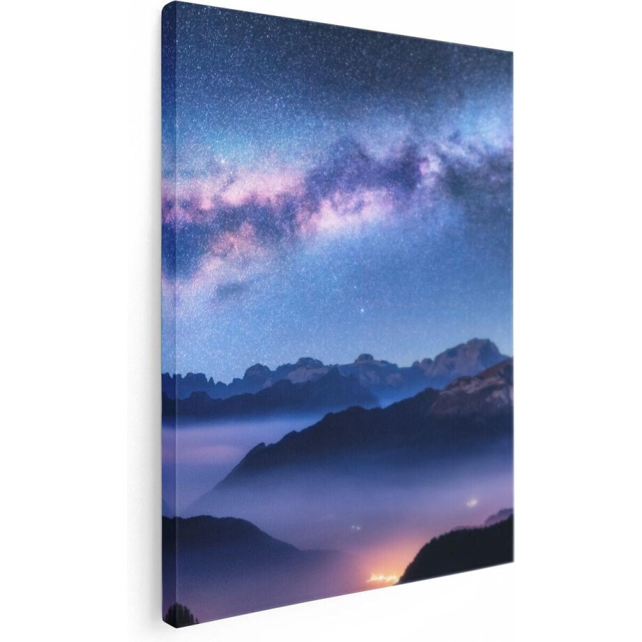 Artaza Canvas Schilderij Melkweg Bij De Bergen In Italië - 60x80 - Foto Op Canvas - Canvas Print afbeelding 1