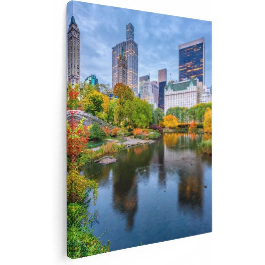 Artaza Canvas Schilderij Kleurrijke Central Park Tijdens De Herfst - 30x40 - Klein - Foto Op Canvas - Canvas Print afbeelding 1