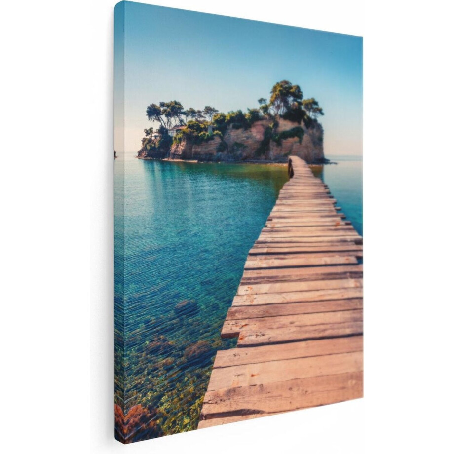 Artaza Canvas Schilderij Pad Op Het Water Naar Een Grieks Eiland - 60x80 - Foto Op Canvas - Canvas Print Artaza Canvas Schilderij Pad Op Het Water Naar Een Grieks Eiland - 60x80 - Foto Op Canvas - Canvas Print afbeelding 1