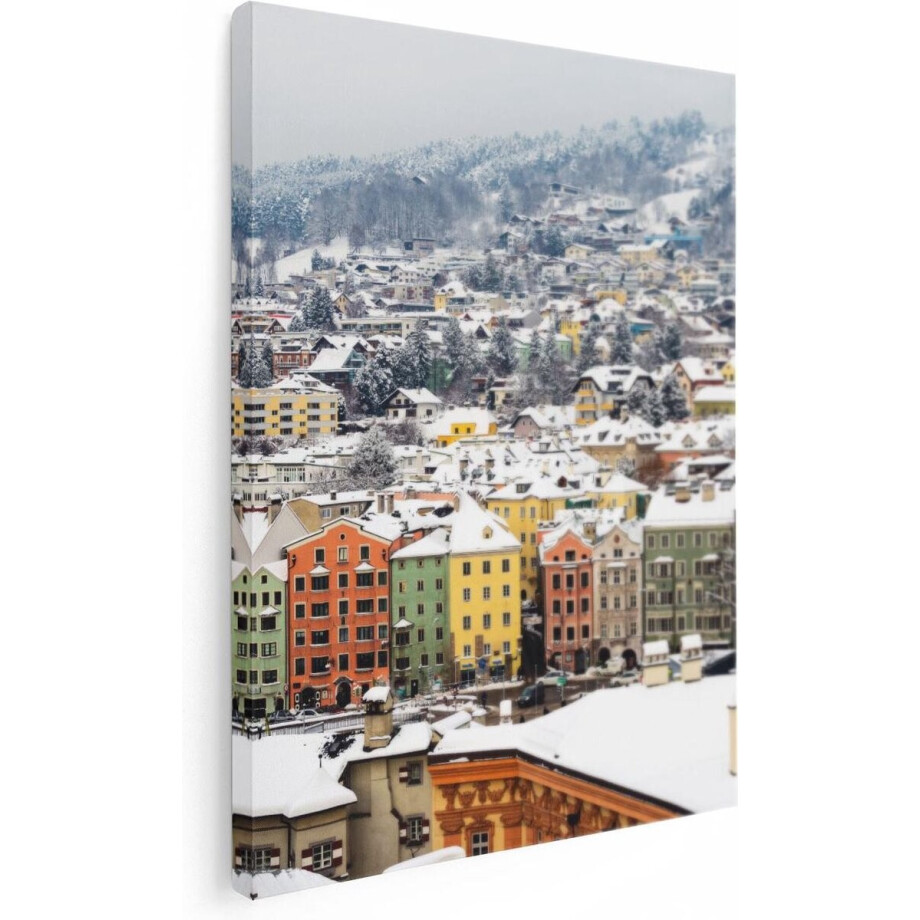 Artaza Canvas Schilderij Gekleurde Huisjes met Sneeuw in Oostenrijk - 30x40 - Klein - Foto Op Canvas - Canvas Print Artaza Canvas Schilderij Gekleurde Huisjes met Sneeuw in Oostenrijk - 30x40 - Klein - Foto Op Canvas - Canvas Print afbeelding 1